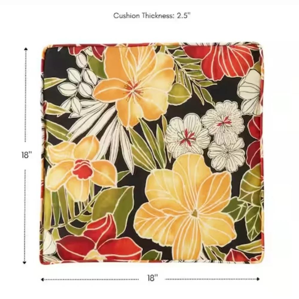 New! Set of 2 tropical floral square outdoor Chair Cushions